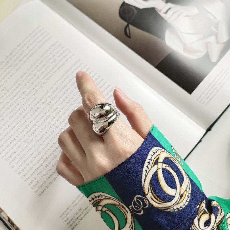 925 sterling silver ring net red with the same personality niche cold wind ring female minimalist index finger open ring