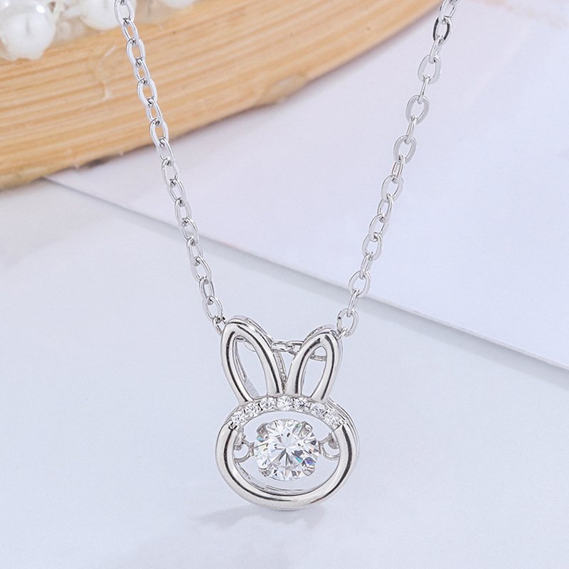 Creative s999 sterling silver rabbit smart necklace, personalized animal pendant, beating heart necklace Creative s999 sterling silver rabbit smart necklace, personalized animal pendant, beating heart necklace