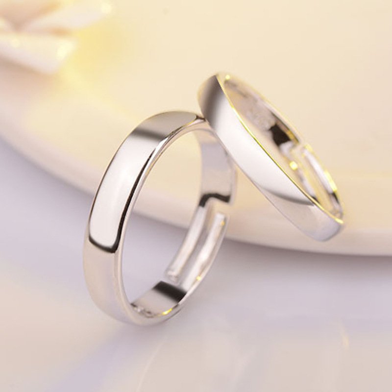 925 Silver Couple Rings Glossy Plane Ring Ring Male and Female Creative Gift Jewelry