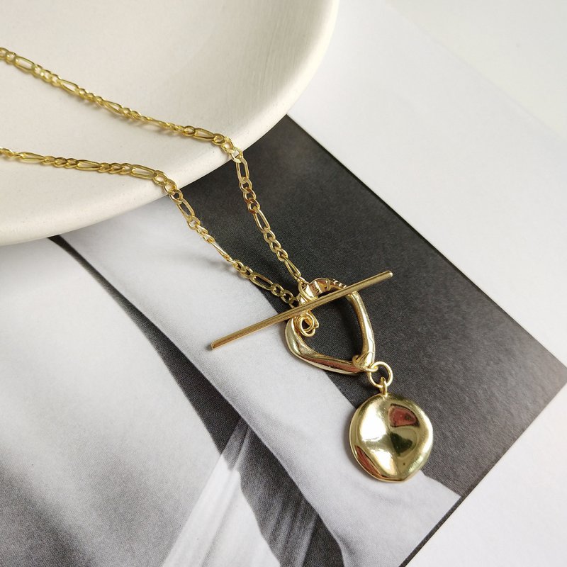 925 sterling silver necklace female profiled geometric pendant chain simple round design sweater chain jewelry