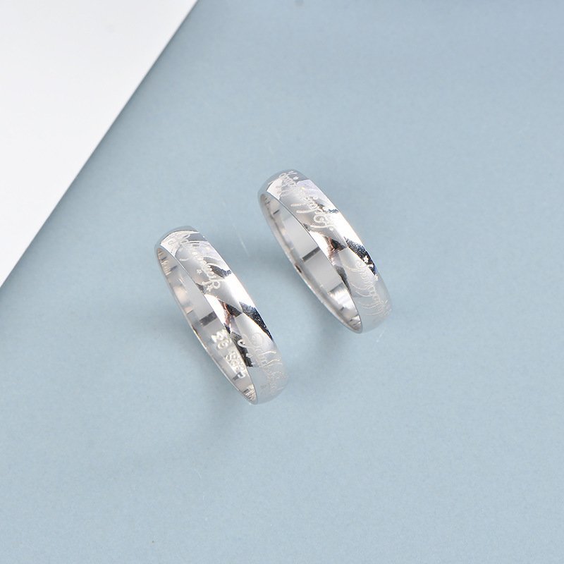 Fashion Domineering Big Lord of the Rings Couple Rings Cupronickel Silver Men's and Women's Ring