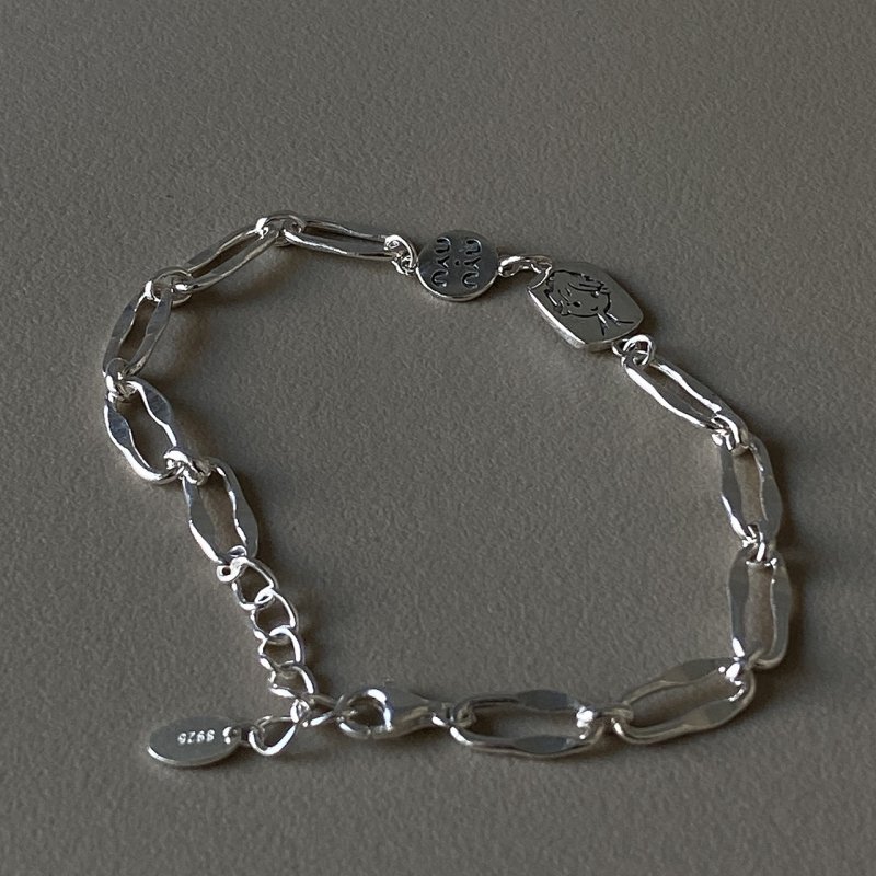 925 sterling silver bracelet simple niche net red boy bracelet buckle bracelet
