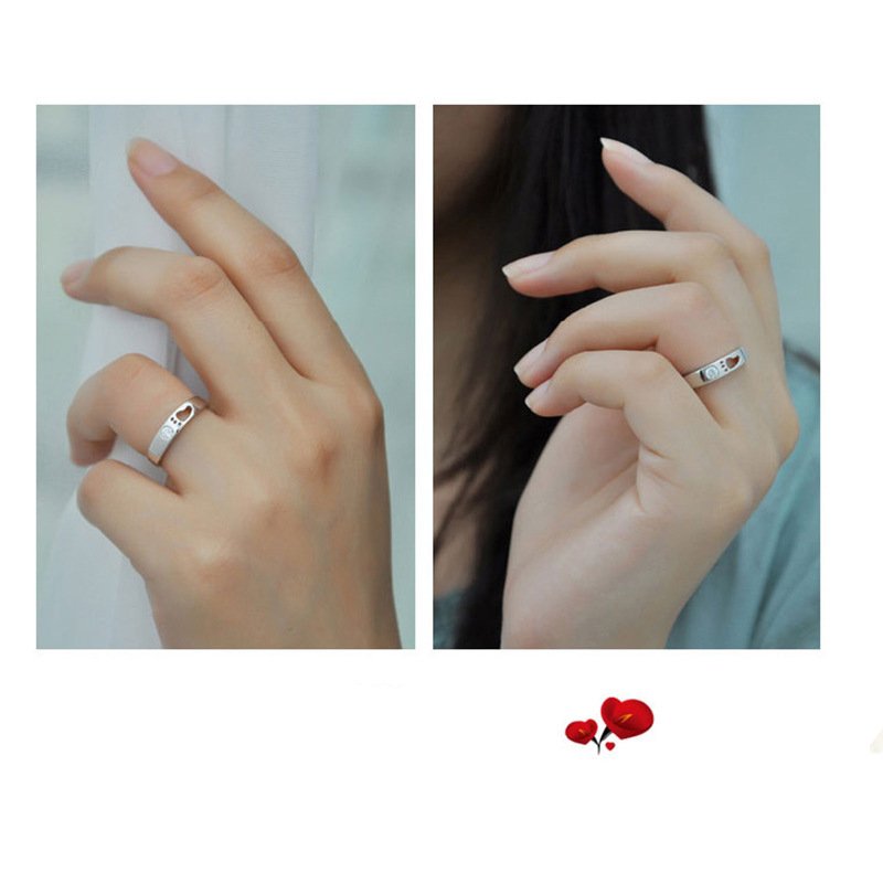 Love Footprint Couple Ring A Pair of Men and Women Ring 925 Silver Creative Love Gift
