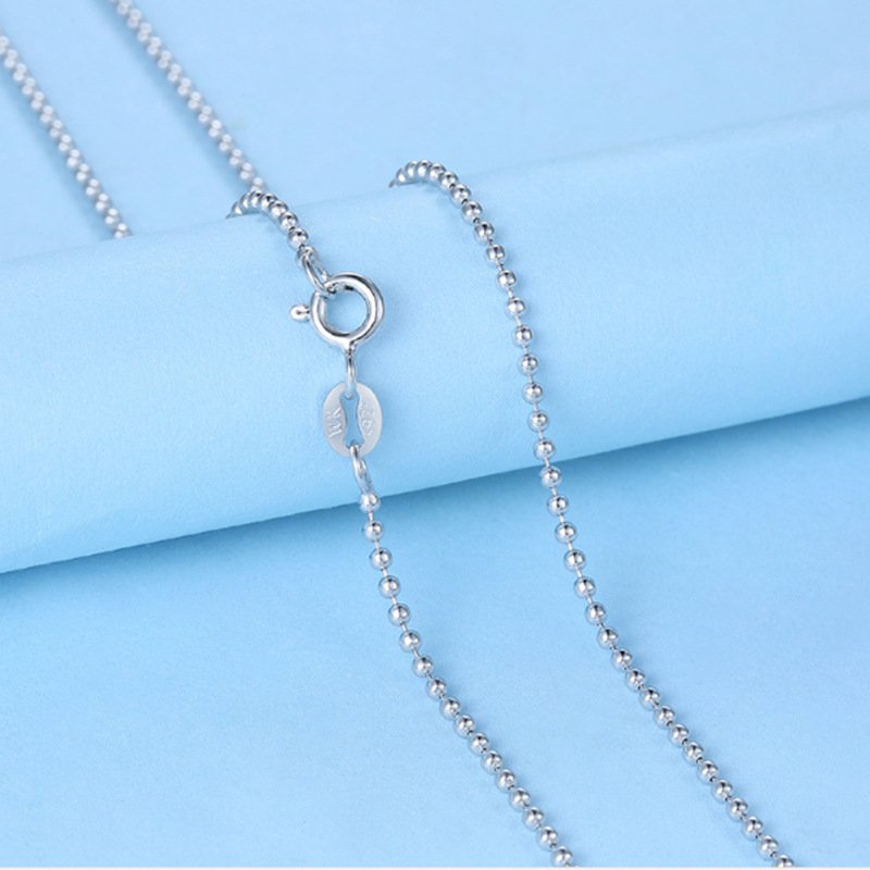 Silver female necklace, clavicle chain, round beads, short silver chain
