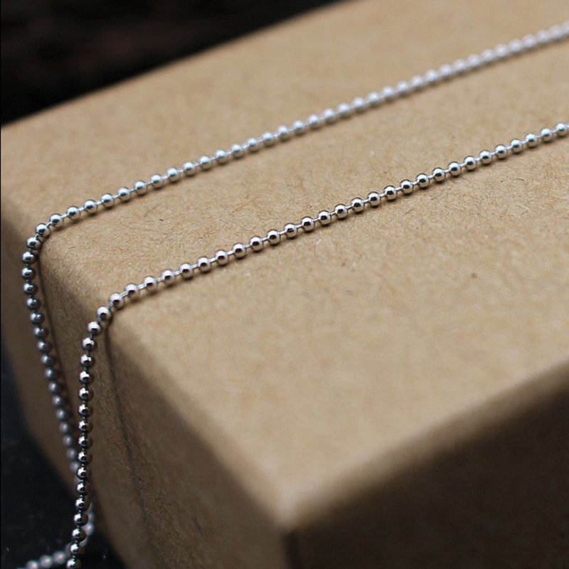 Silver female necklace, clavicle chain, round beads, short silver chain